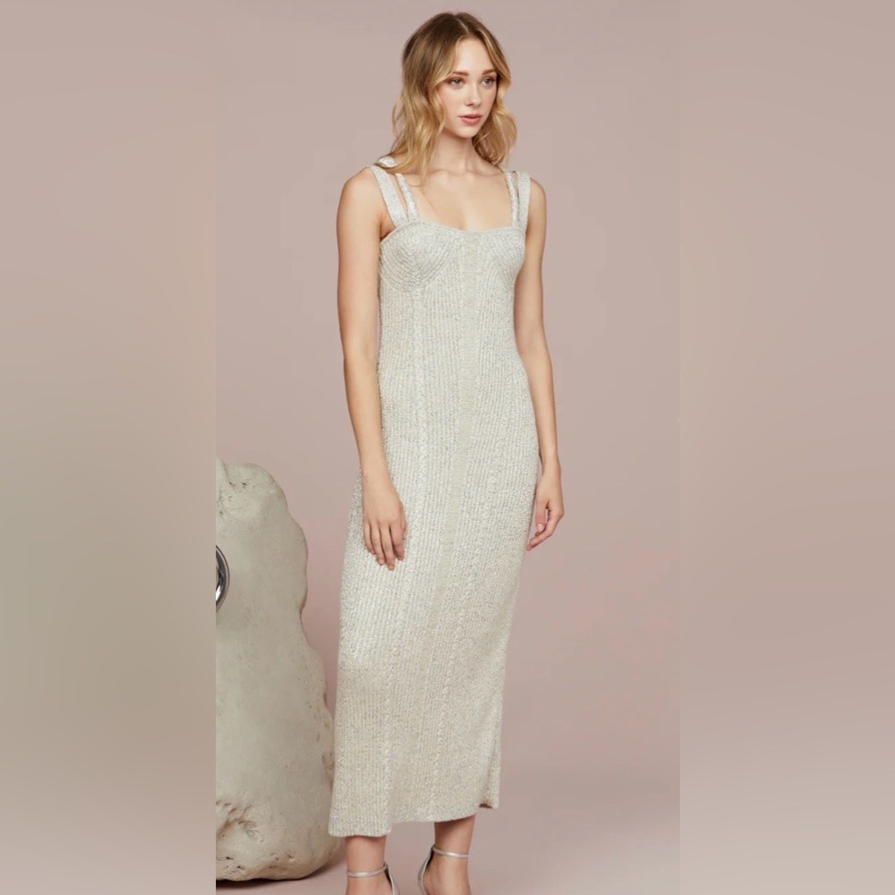 AMUR Indiyah Metallic Knit‎ Midi Dress NWT